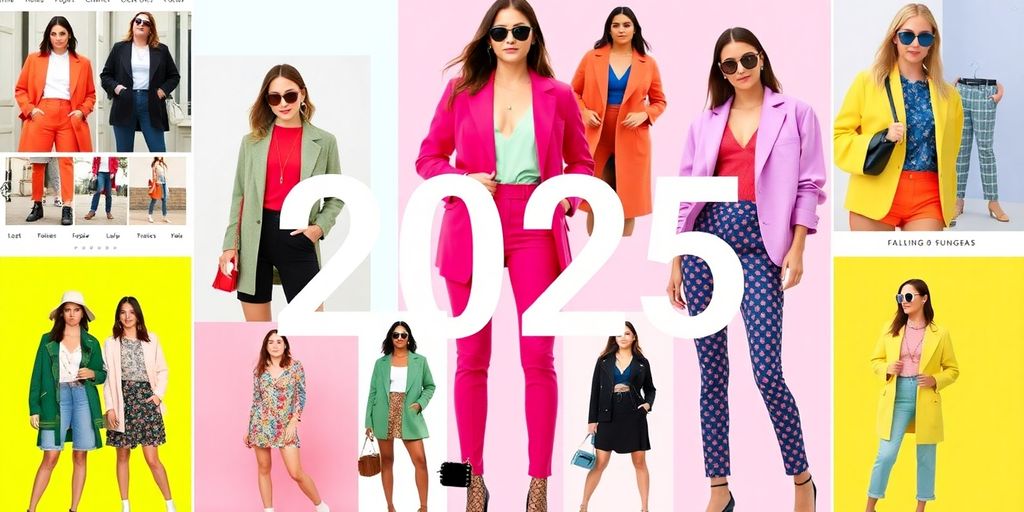Collage of trendy outfits from online boutiques for 2025.