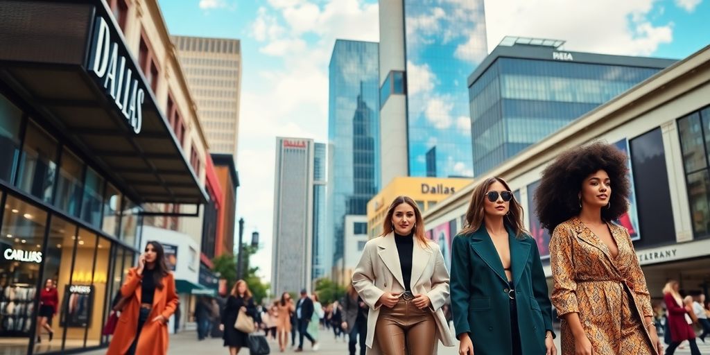 Dallas city with fashionable models and trendy boutiques.