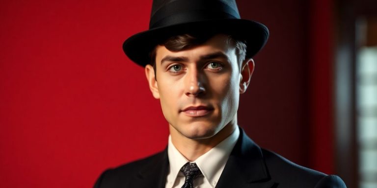 1920s man in slick hairstyle and sharp suit