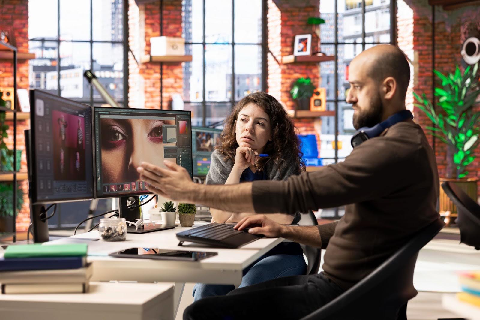 Team of designers editing a photo